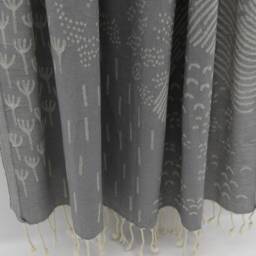 "Handmade Towel, Turkish Towel, Patterned Towel, Gray Peshtemal, 40""x70" - thumbnail 3