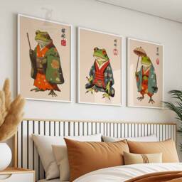 Japanese Set Of 3 Frog Posters, Prints, Matsumoto Hoji Wall Art Decor, Animal Art, Poster, Gift, A1/A2/A3/A4 - thumbnail 3