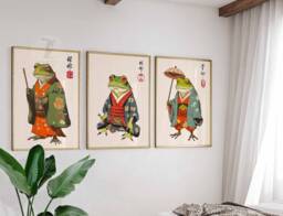 Japanese Set Of 3 Frog Posters, Prints, Matsumoto Hoji Wall Art Decor, Animal Art, Poster, Gift, A1/A2/A3/A4 - thumbnail 1