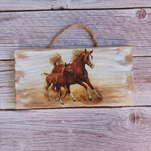 Wild Mustang Horse Art Farmhouse Wood Plank Wall Decor - image 1