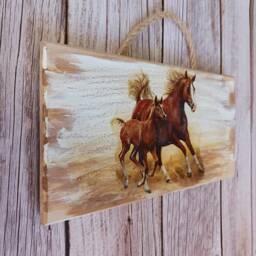 Wild Mustang Horse Art Farmhouse Wood Plank Wall Decor - thumbnail 2
