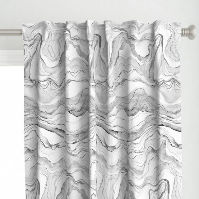 Marble Curtain Panel - Abstract Stone Texture Gray Swirls Tie Dye Custom Grey Watercolor Marbled By Rebecca_Reck_Art - image 1