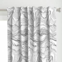 Marble Curtain Panel - Abstract Stone Texture Gray Swirls Tie Dye Custom Grey Watercolor Marbled By Rebecca_Reck_Art