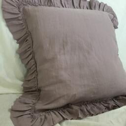 Orchid Euro Sham Cover W. Country Ruffle Hem, Linen Euro Pillow Sham Covers, 12x16, 16x16, 18x18, 20x20, 24x24, 26x26 Or Custom Size - thumbnail 4