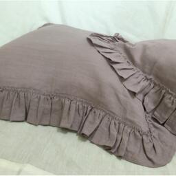 Orchid Euro Sham Cover W. Country Ruffle Hem, Linen Euro Pillow Sham Covers, 12x16, 16x16, 18x18, 20x20, 24x24, 26x26 Or Custom Size - thumbnail 3