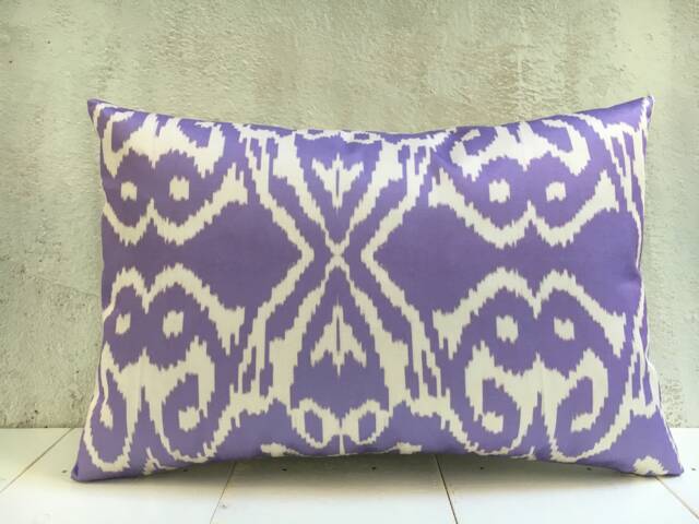 Silk Ikat Pillow Cover - 16x24, Handwoven Turkish Cushion - image 1