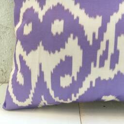 Silk Ikat Pillow Cover - 16x24, Handwoven Turkish Cushion - thumbnail 3