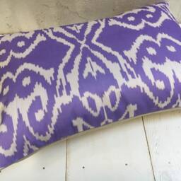 Silk Ikat Pillow Cover - 16x24, Handwoven Turkish Cushion - thumbnail 4