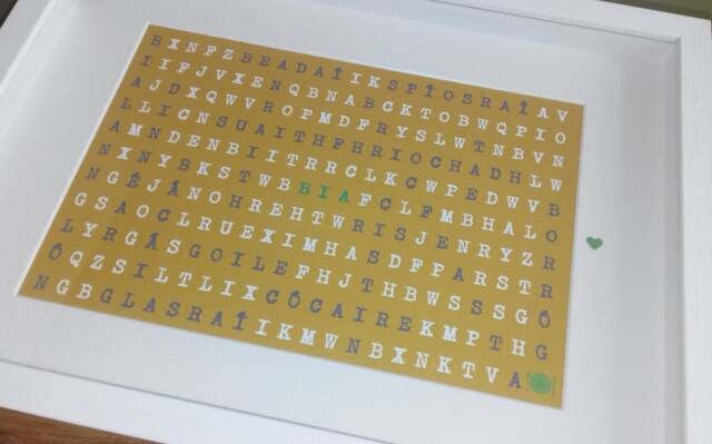 Irish Wall Art - Bia - Food Language Word Search Framed Keepsake Handmade in Ireland - image 1