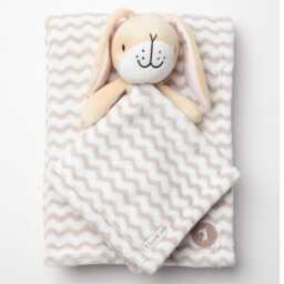Personalised Embroidered Blanket, Comforter & Booties Gift Set - Beige Unisex Baby Hamper Name Keepsake - thumbnail 2