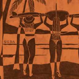 Surf Girls Art Print - Retro Beach, Handmade Fine Paper - thumbnail 2