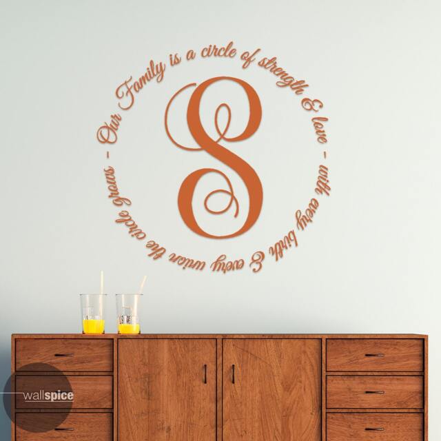 Our Family Is A Circle Of Strength & Love Monogram Initial Vinyl Wall Decal Sticker - image 1