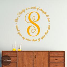 Our Family Is A Circle Of Strength & Love Monogram Initial Vinyl Wall Decal Sticker - thumbnail 3