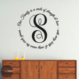 Our Family Is A Circle Of Strength & Love Monogram Initial Vinyl Wall Decal Sticker - thumbnail 2