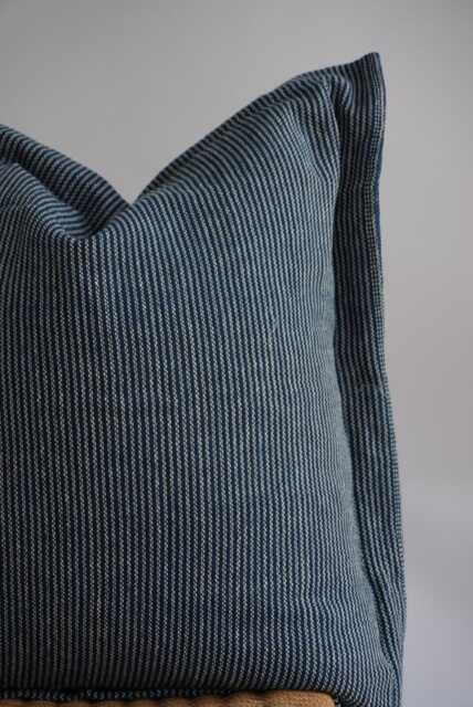 Blue Striped Pillow Sham Linen Hemp Blend, Farmhouse Boho Decor - image 1