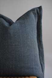Blue Striped Pillow Sham Linen Hemp Blend, Farmhouse Boho Decor - thumbnail 1