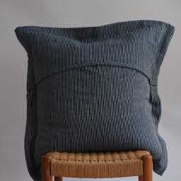 Blue Striped Pillow Sham Linen Hemp Blend, Farmhouse Boho Decor - thumbnail 3