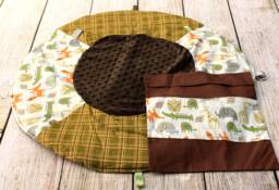 Travel Baby Play Mat - Woodland Animal Grey Plaid Playmat Gender Neutral Shower Gift Tummy Time New Sensory