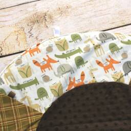 Travel Baby Play Mat - Woodland Animal Grey Plaid Playmat Gender Neutral Shower Gift Tummy Time New Sensory - thumbnail 2