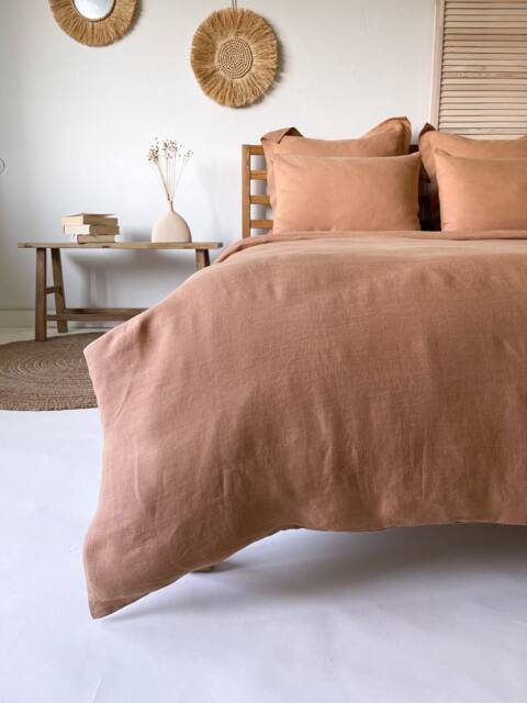 Boho Duvet Cover, Linen Washed Quilt Cover in Tan, Bedding, King Superking - image 1