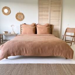 Boho Duvet Cover, Linen Washed Quilt Cover in Tan, Bedding, King Superking - thumbnail 2