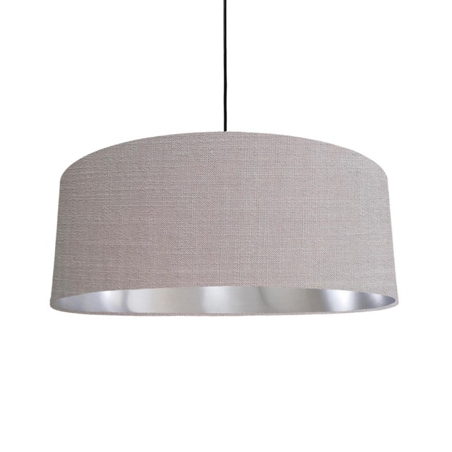 Extra Large Feather Grey Linen Lampshade With Silver Lining - image 1