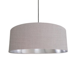 Extra Large Feather Grey Linen Lampshade With Silver Lining - thumbnail 1