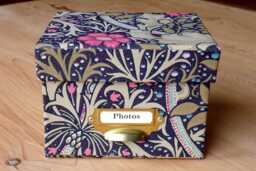 William Morris Photo Box Seaweed Mauve Floral Design, Handmade in England