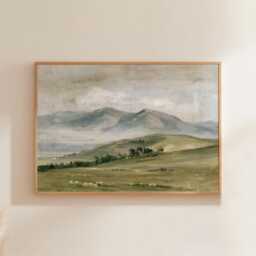 Mountain Meadow Poster, Pine Landscape Print, Nature Wall Art, Paper - thumbnail 1