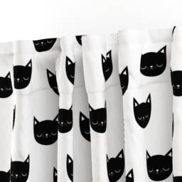 Cat Curtain Panel - Black & White Kitten Head Animal Pet Girl Nursery Monochrome Custom Kitties By Kimsa - thumbnail 3