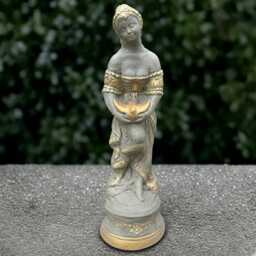 Concrete Woman With Bird Statue Cement Figurine Outdoor Lady Sculpture Decoration Handmade Ornament Girl Lover Gift - thumbnail 3