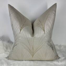 Art Deco Cushion Cover - Handmade Champagne Fan Pattern Pillow John Lewis Fabric Large Throw Glam Sofa Decor - thumbnail 1