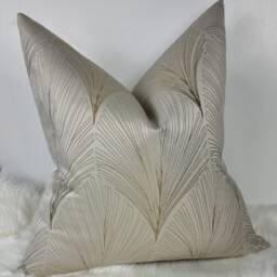 Art Deco Cushion Cover - Handmade Champagne Fan Pattern Pillow John Lewis Fabric Large Throw Glam Sofa Decor - thumbnail 2