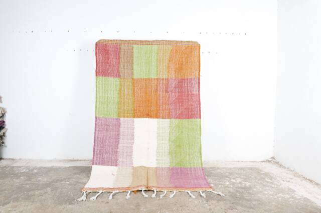 Colorful Boujad Wool Rug Handmade Moroccan Kilim, Abstract Carpet - image 1