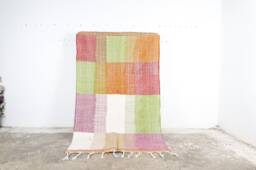 Colorful Boujad Wool Rug Handmade Moroccan Kilim, Abstract Carpet - thumbnail 1