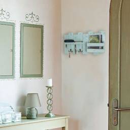 Solid Wood Entryway Organizer, Reclaimed Key Holder With Shelf & Hooks - thumbnail 4