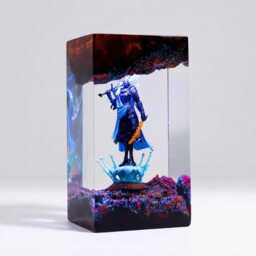 Fanmade Rellana Twin Moon Knight Resin Lamp- E-Den Rng Diorama Custom Night Light -Game Room Decor Gift For Gamers - thumbnail 3
