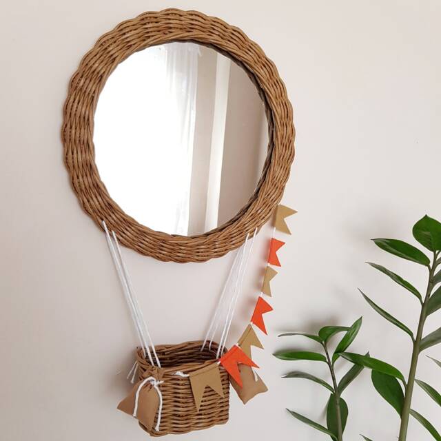 Wicker Hot Air Balloon Nursery Mirror Adventure Decor - image 1