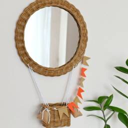 Wicker Hot Air Balloon Nursery Mirror Adventure Decor - thumbnail 3