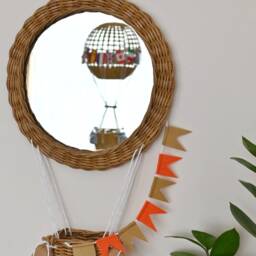 Wicker Hot Air Balloon Nursery Mirror Adventure Decor - thumbnail 2