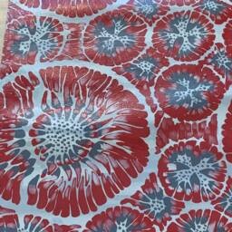 "Floorcloth - Made To Order ""Red Jellyfish"" 24"" X 70" - thumbnail 2