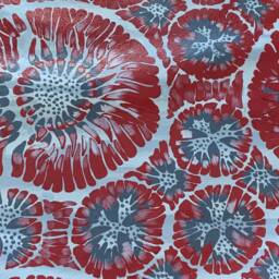 "Floorcloth - Made To Order ""Red Jellyfish"" 24"" X 70" - thumbnail 3