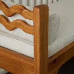 Solid Oak Linen Day Bench - Luxury Handcrafted UK Furniture Home Decor - thumbnail 3