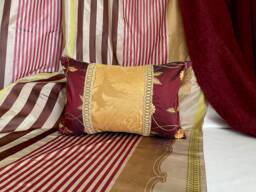 "Robert Allen Silk Pillow Cover Burgundy Red Gold Embroidered, 18""x 12" - thumbnail 1
