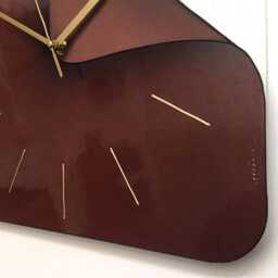 Brown Rectangle Wall Clock With Gold Brass Unique - thumbnail 3