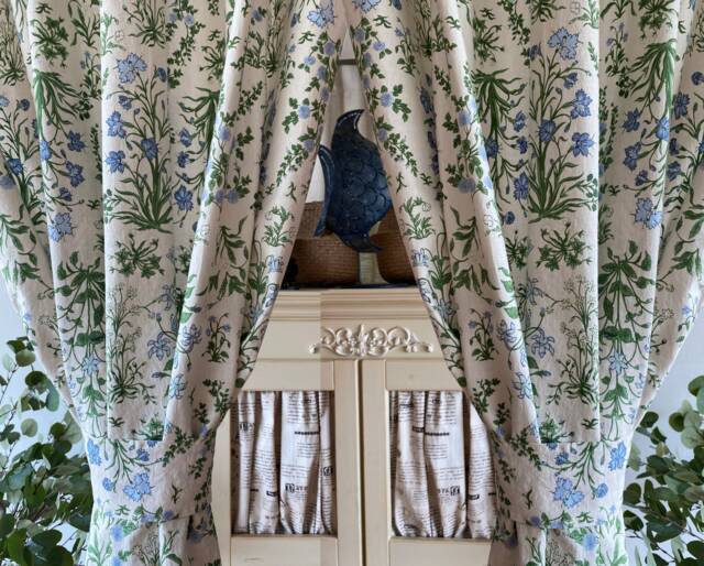 Set Of 2 Wildflower Botanical Curtain Panel Farmhouse Linen Curtains Washed Natural Retro Flower Pattern Custom - image 1