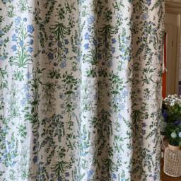 Set Of 2 Wildflower Botanical Curtain Panel Farmhouse Linen Curtains Washed Natural Retro Flower Pattern Custom - thumbnail 2