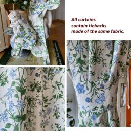 Set Of 2 Wildflower Botanical Curtain Panel Farmhouse Linen Curtains Washed Natural Retro Flower Pattern Custom - thumbnail 4