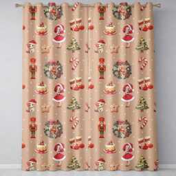 Nutcracker Wreath Cake Girl On Peach Background With Snow Dots Seamless Readymade Eyelet Ring Top Thermal 100% Blackout Curtains - thumbnail 2