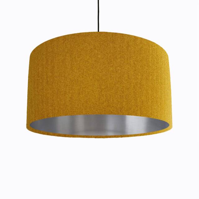 Mustard Lampshade in Herringbone Tweed & Silver Lining - image 1